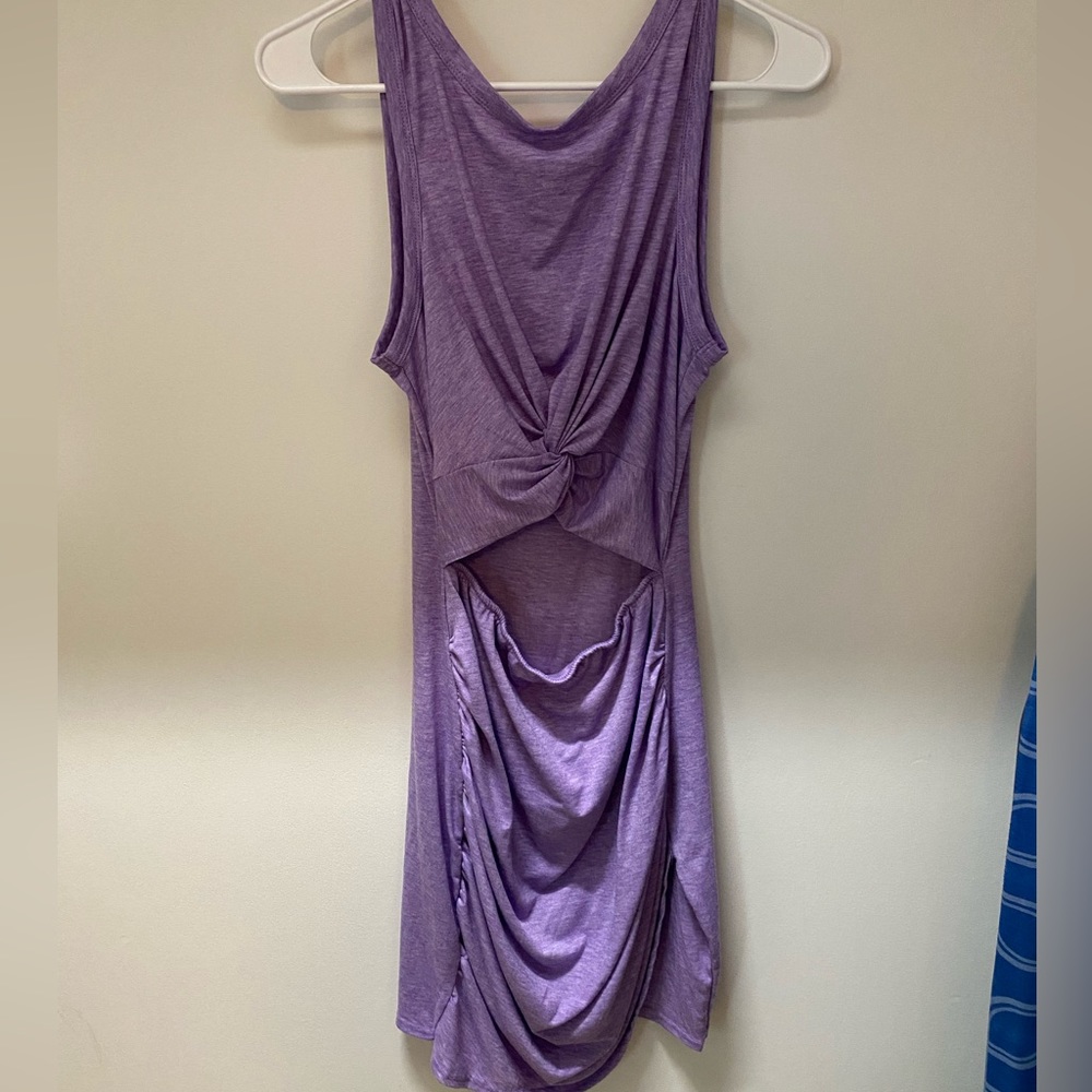 Purple summer dress with open stomach